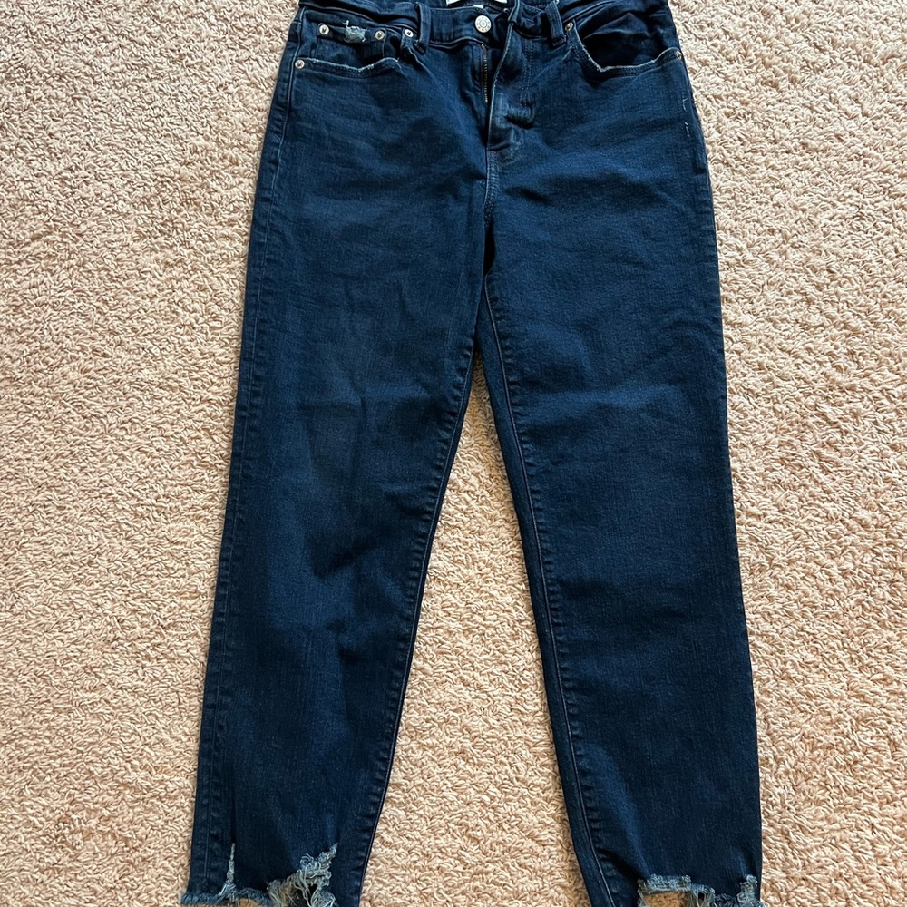 Women's Classic Black Frayed Hem Jeans